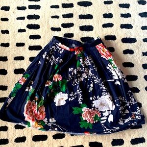 Navy blue flare skirt